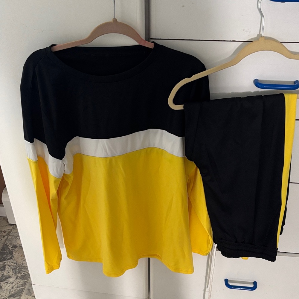 Black and Yellow Track Pants & Joggers Set
